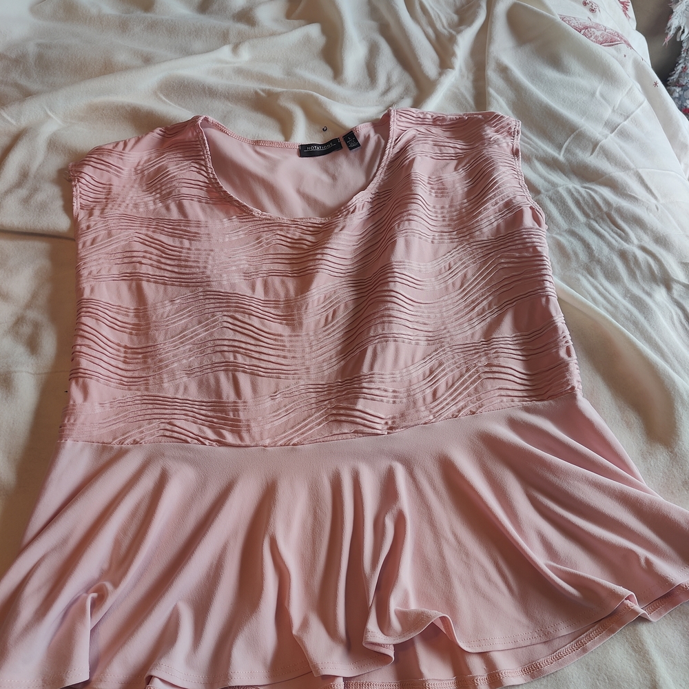 Notations Pink Women’s Top – Elegant Textured Blouse (Size L)